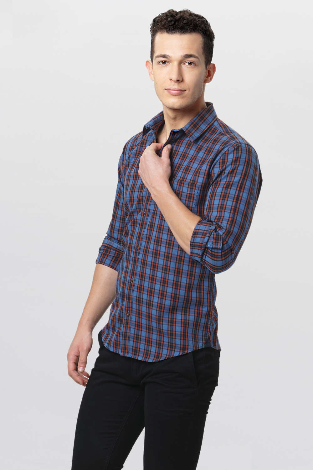 BASICS SLIM FIT CHECKS SHIRT