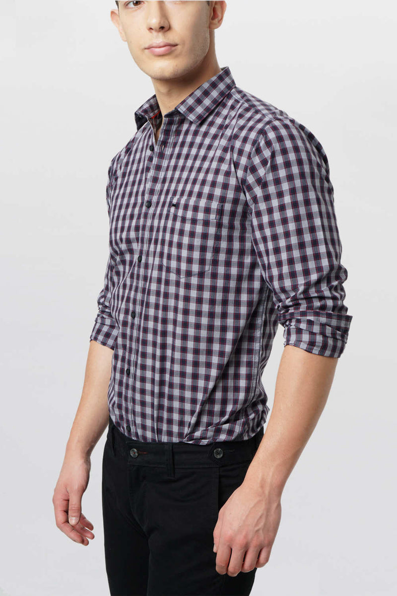 BASICS SLIM FIT CHECKS SHIRT