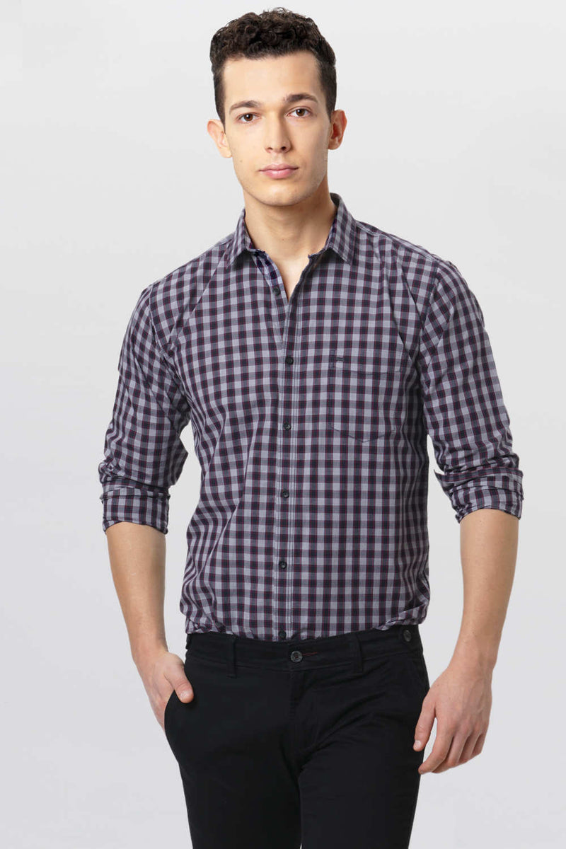 BASICS SLIM FIT CHECKS SHIRT