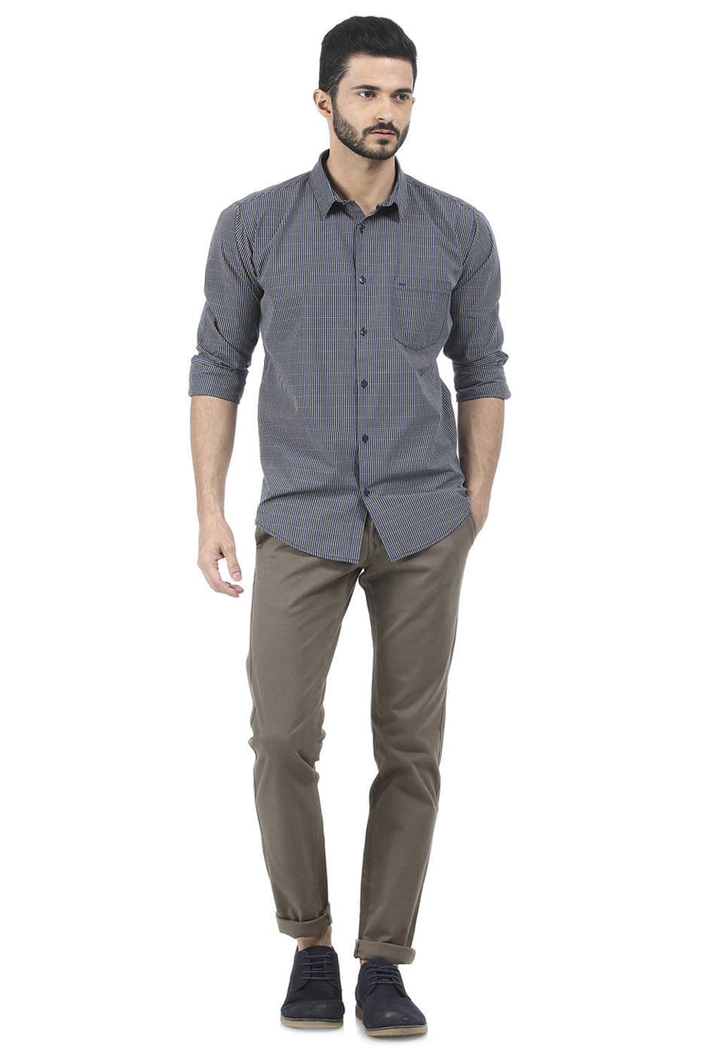 BASICS SLIM FIT CHECKS SHIRT