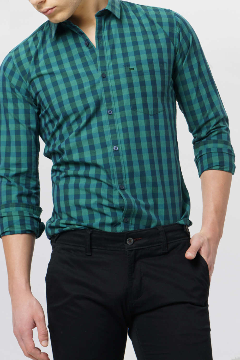 BASICS SLIM FIT CHECKS SHIRT