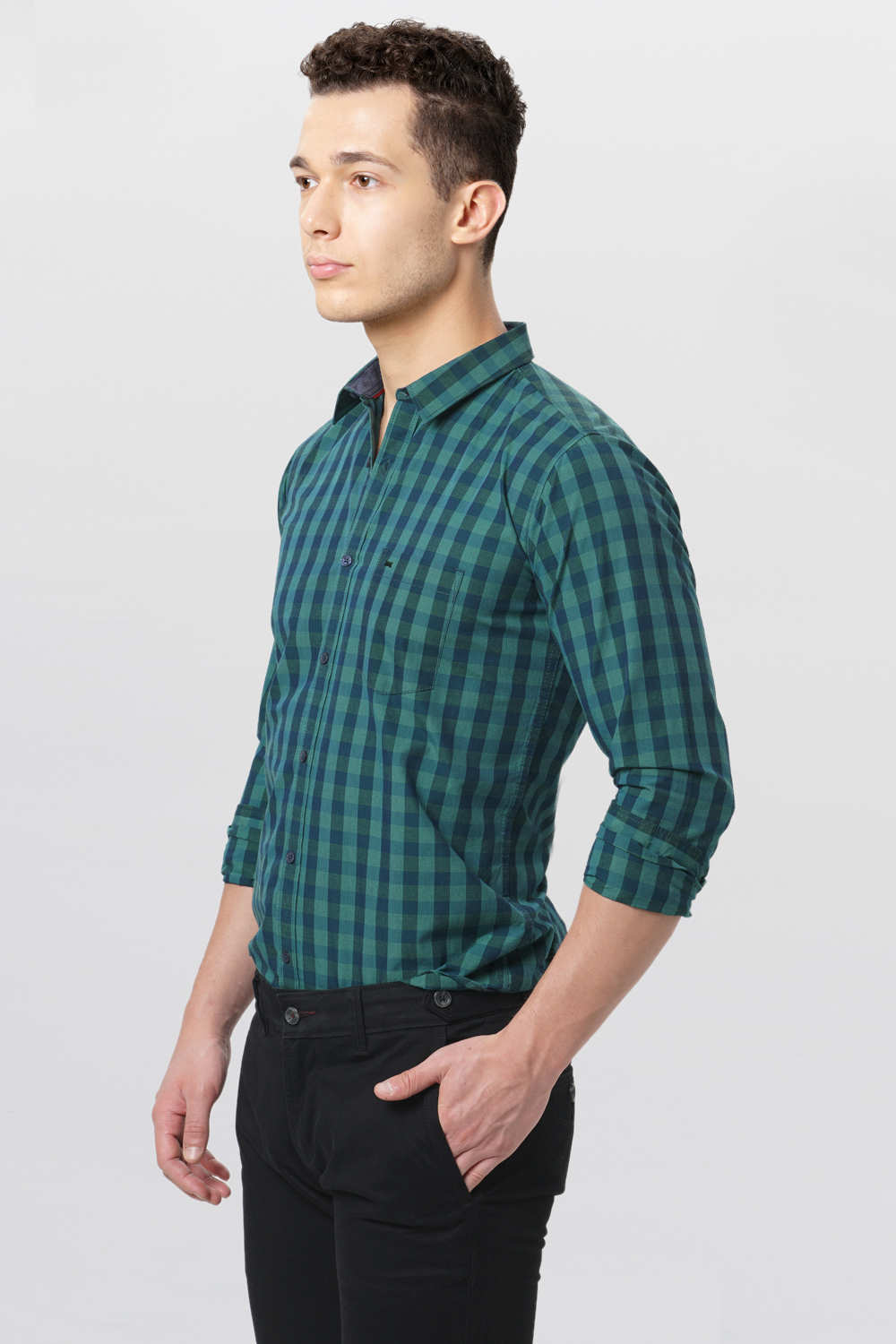 BASICS SLIM FIT CHECKS SHIRT