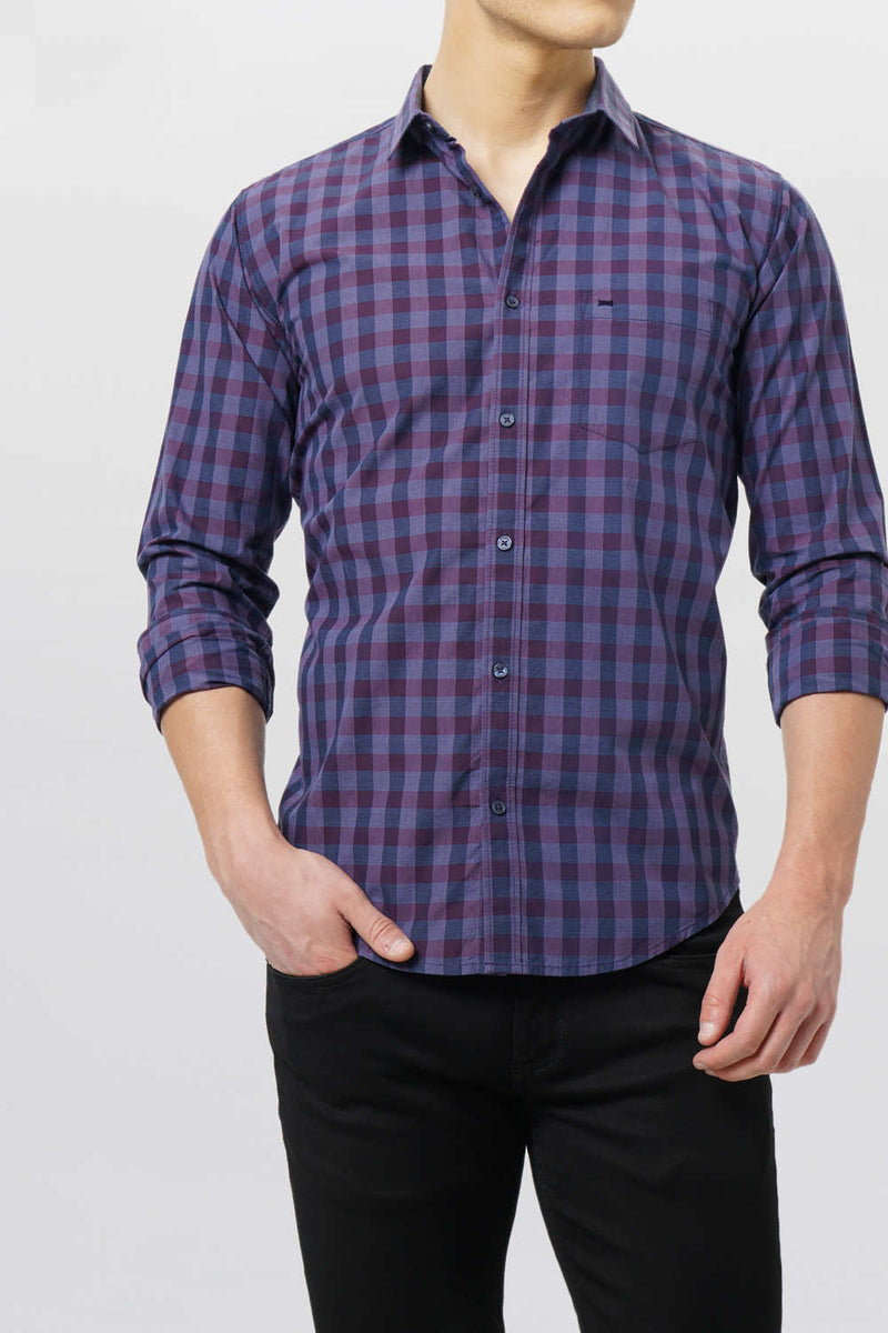 BASICS SLIM FIT CHECKS SHIRT