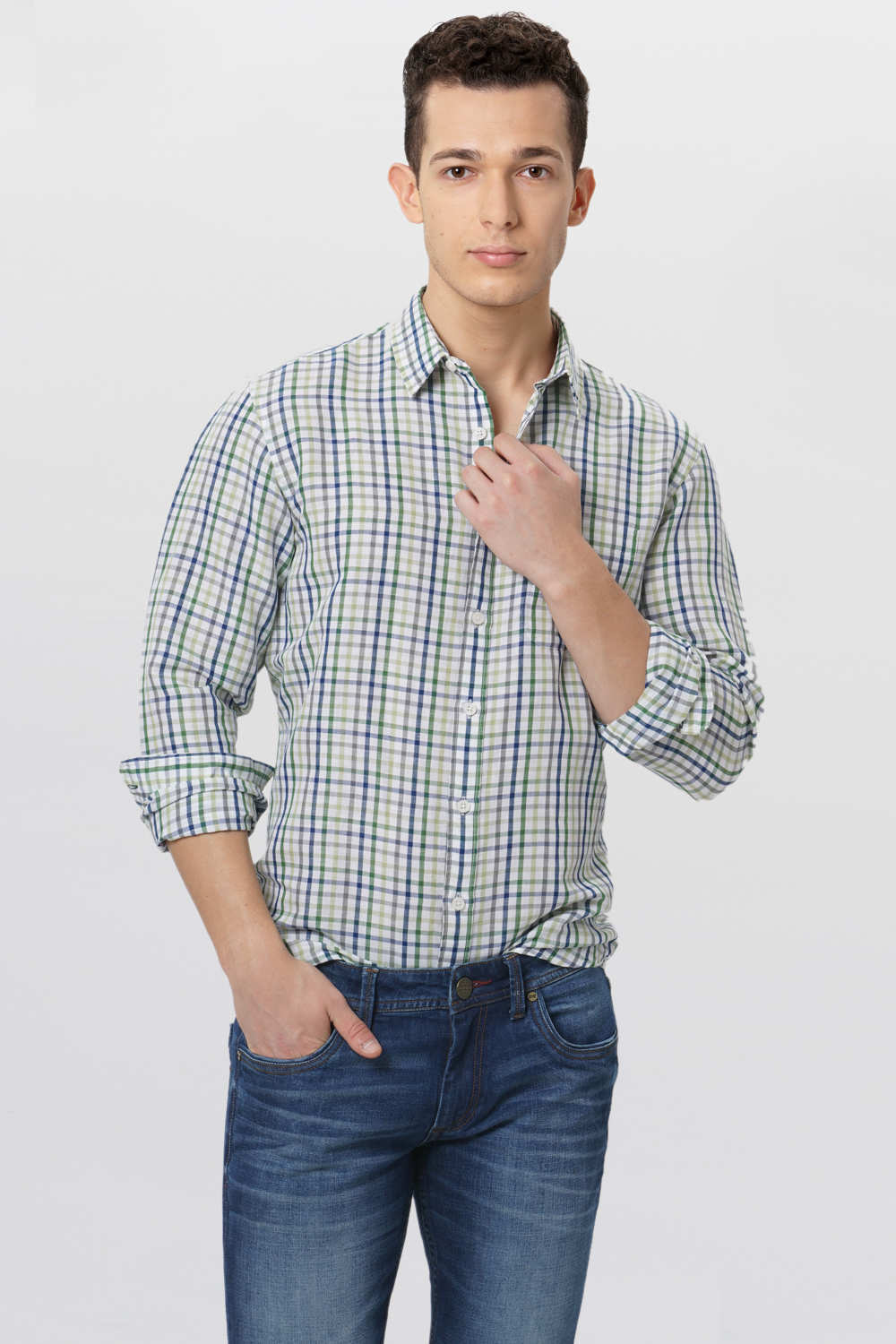 BASICS SLIM FIT CHECKS SHIRT