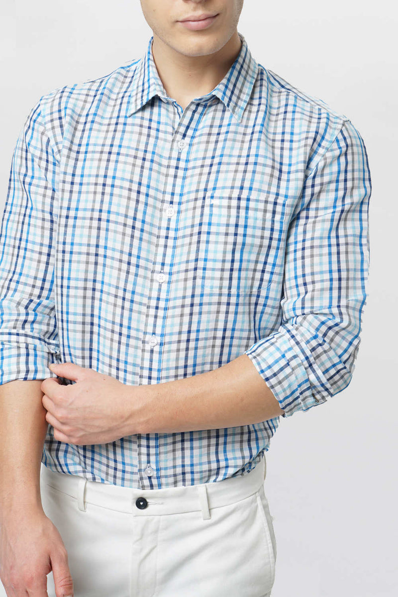 BASICS SLIM FIT CHECKS SHIRT