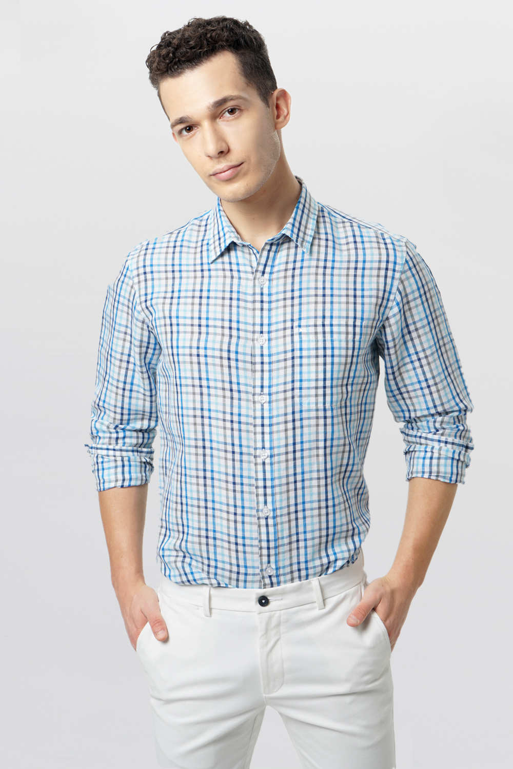 BASICS SLIM FIT CHECKS SHIRT