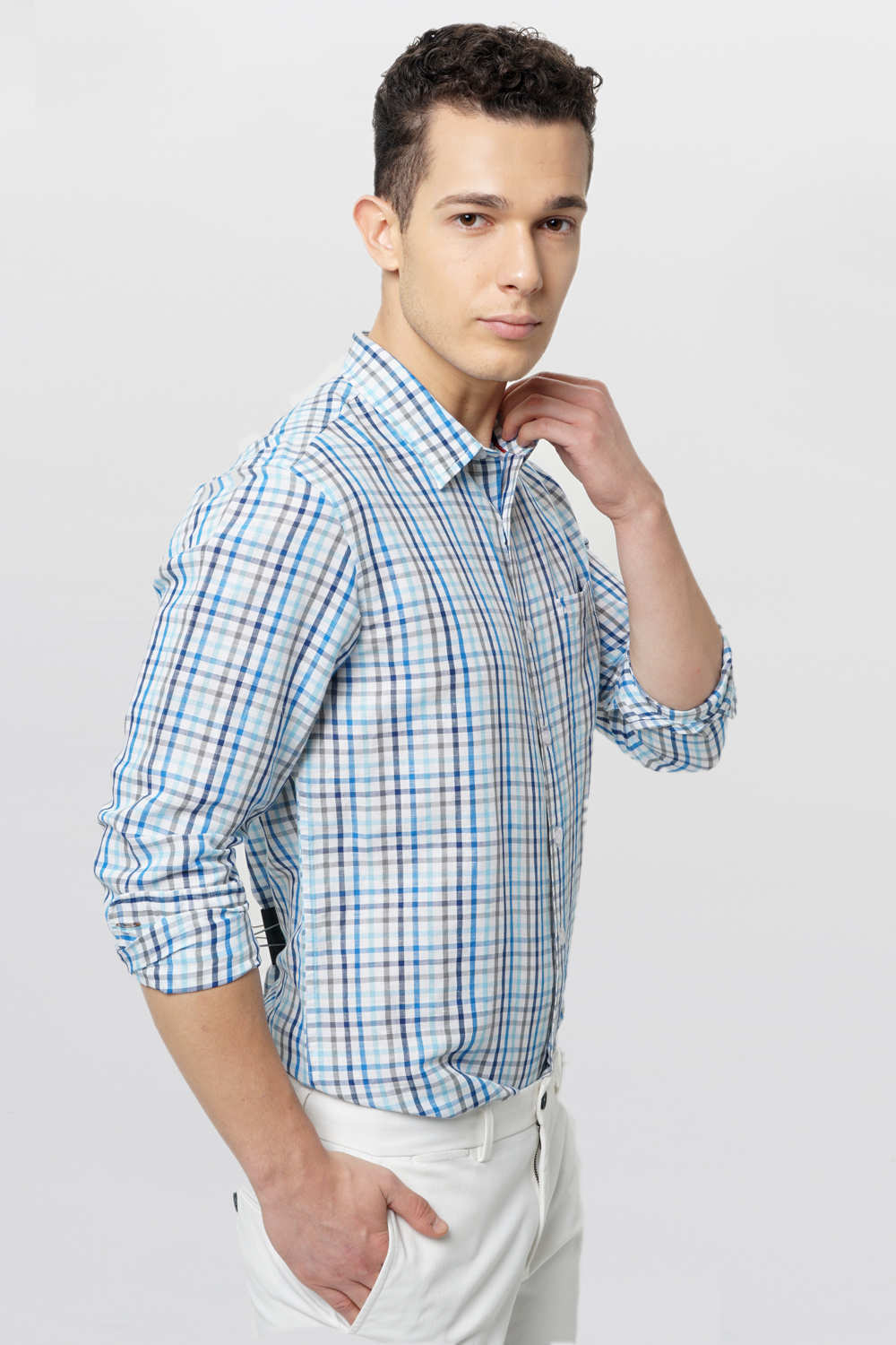 BASICS SLIM FIT CHECKS SHIRT