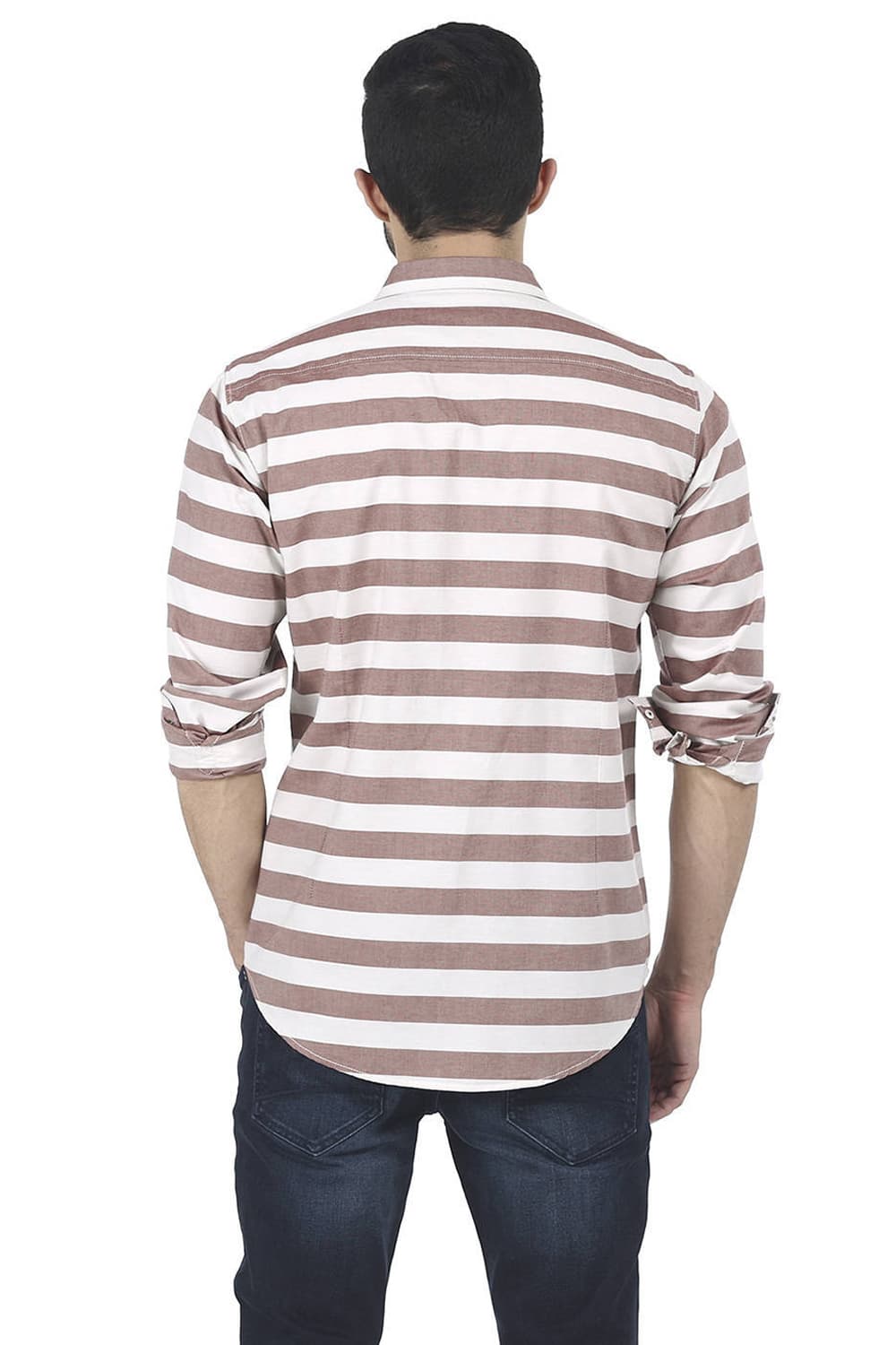 BASICS SLIM FIT WEFT STRIPE SHIRT