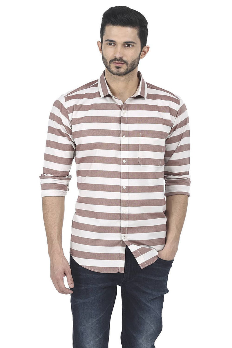 BASICS SLIM FIT WEFT STRIPE SHIRT