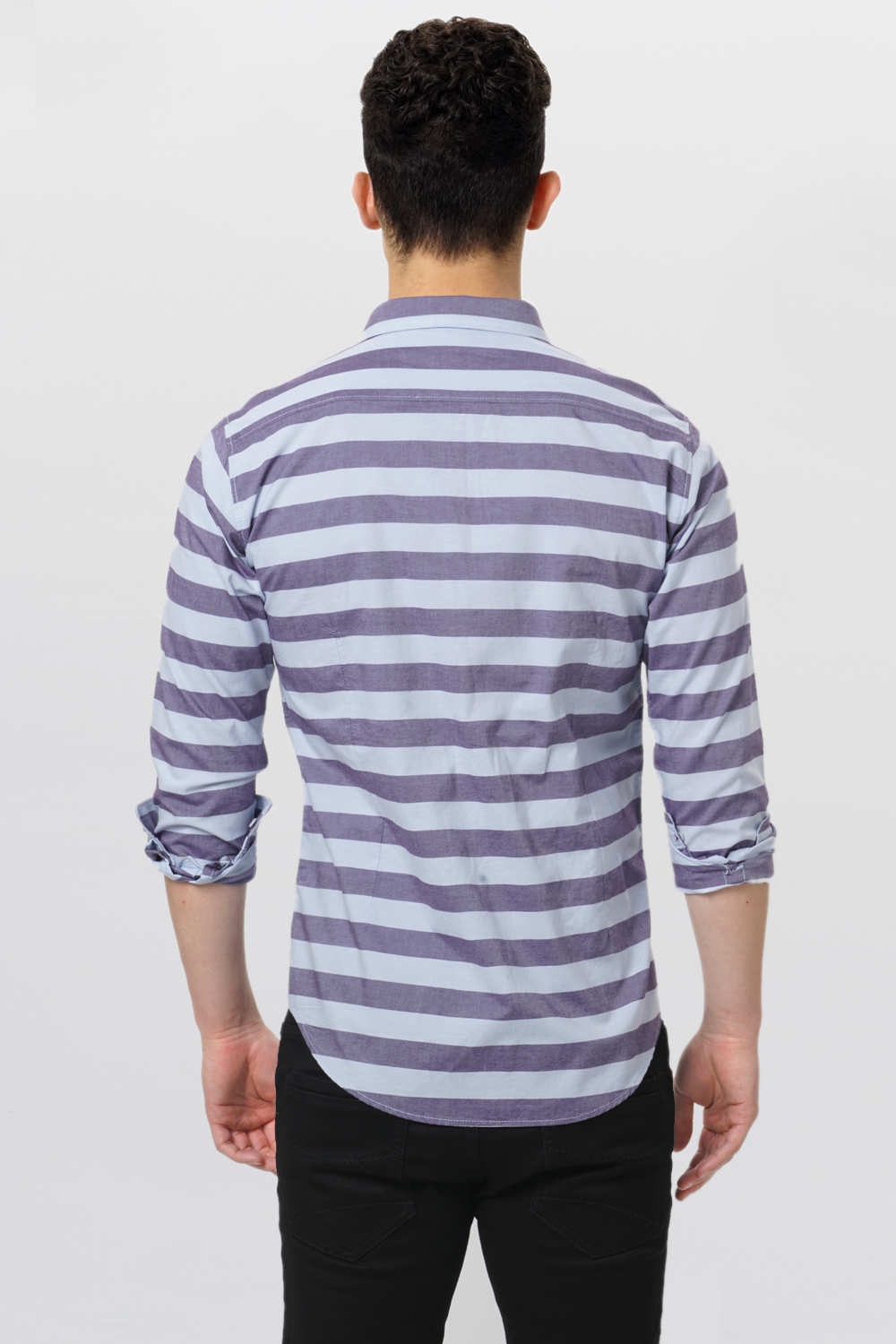 BASICS SLIM FIT WEFT STRIPE SHIRT