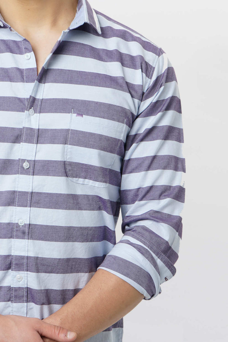 BASICS SLIM FIT WEFT STRIPE SHIRT