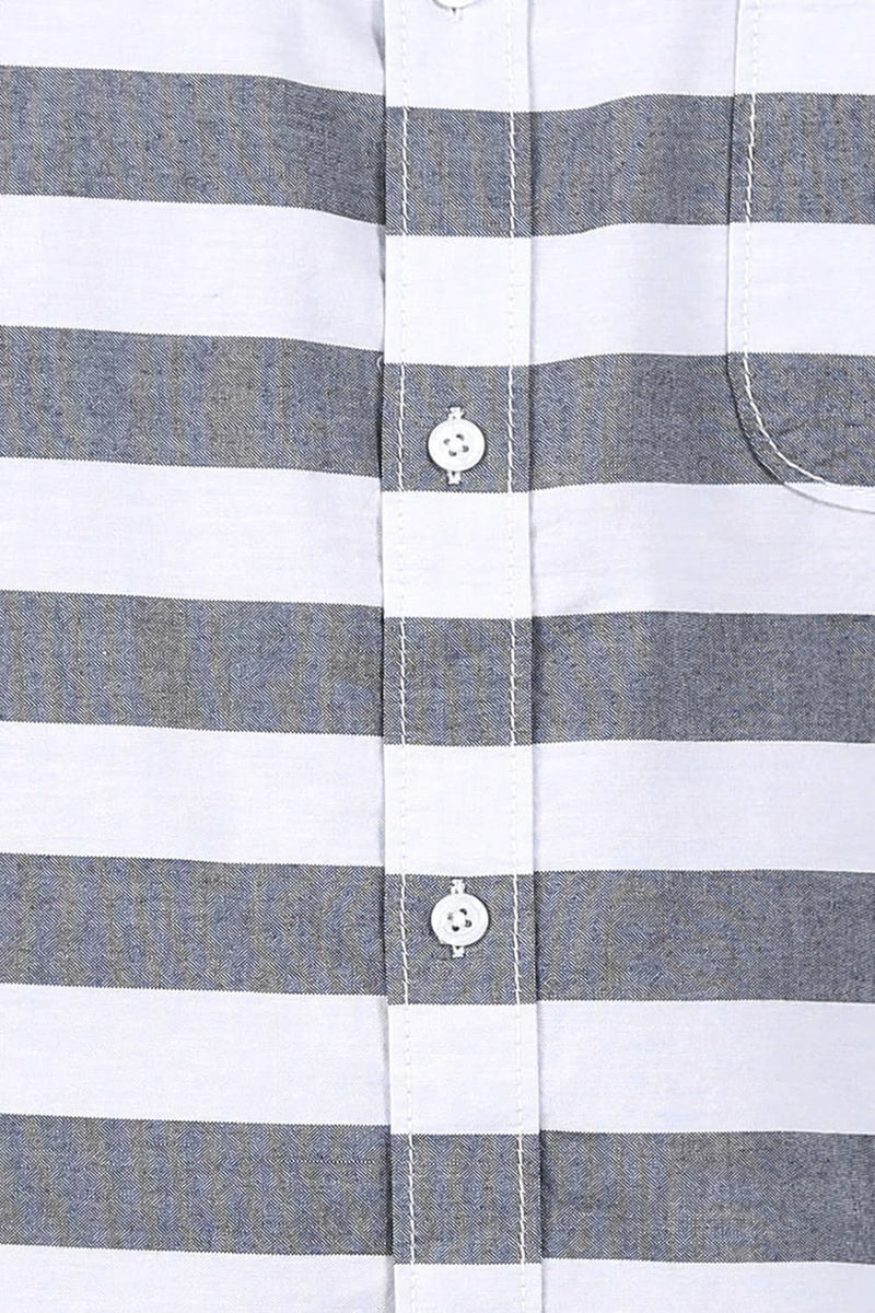 BASICS SLIM FIT WEFT STRIPE SHIRT