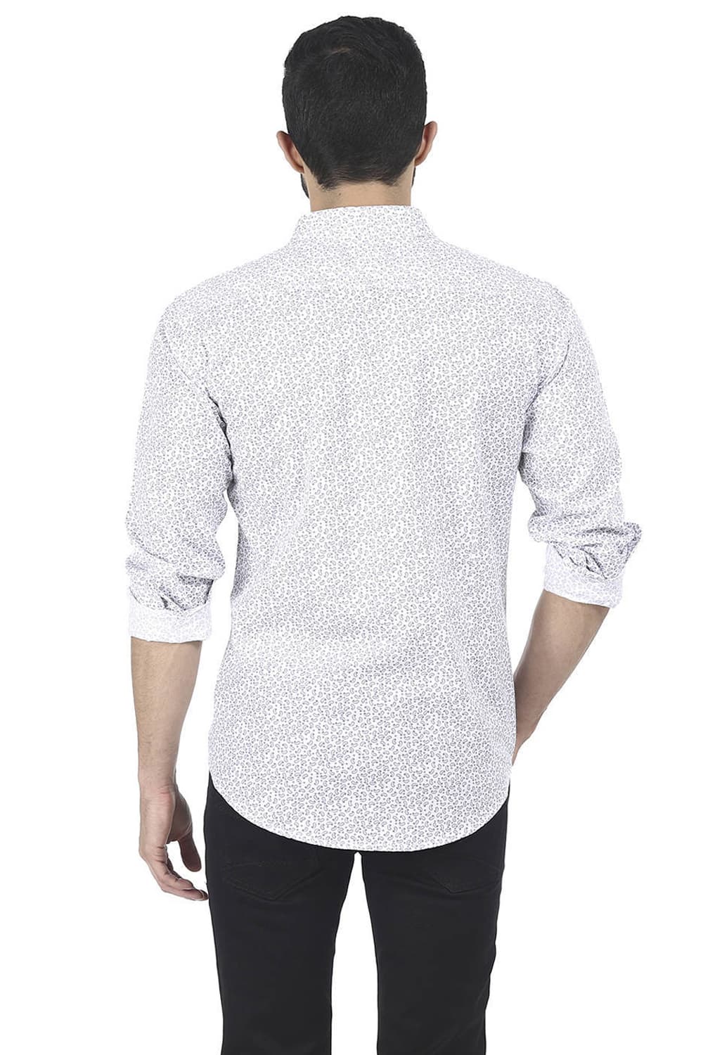 BASICS SLIM FIT DOBBY PRINTED SHIRT