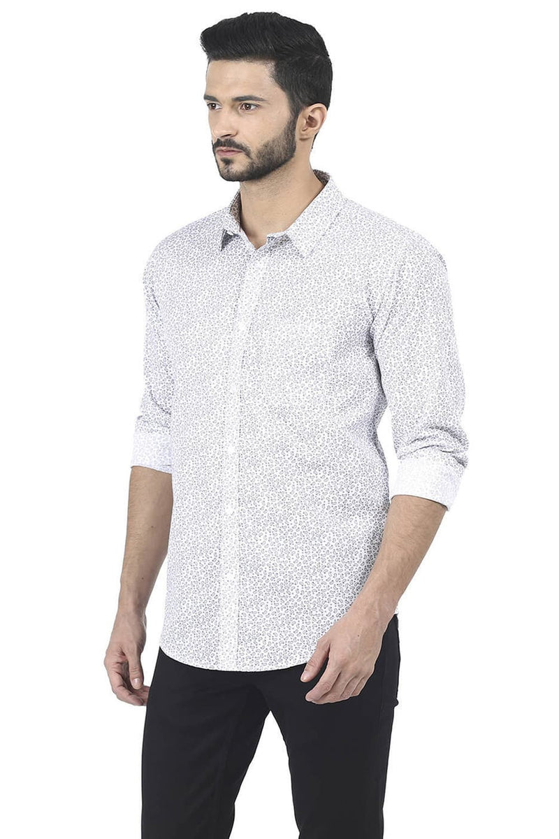 BASICS SLIM FIT DOBBY PRINTED SHIRT