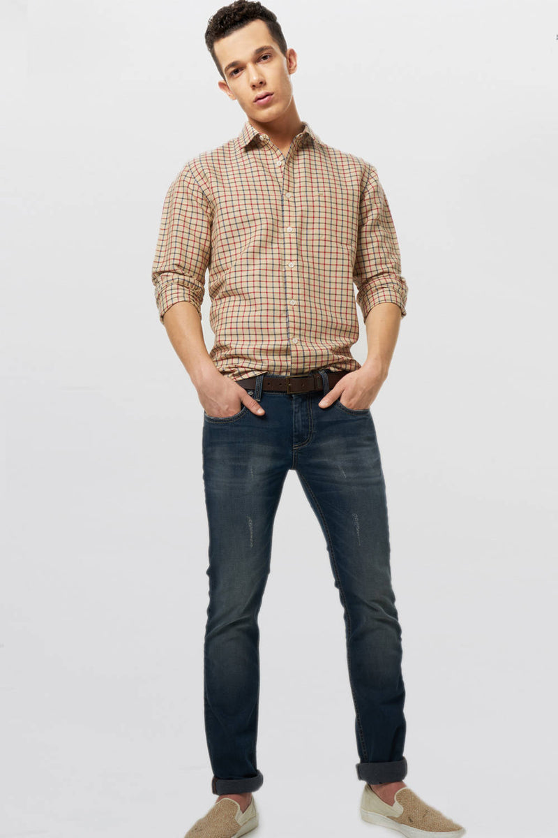 BASICS SLIM FIT CHECKS SHIRT