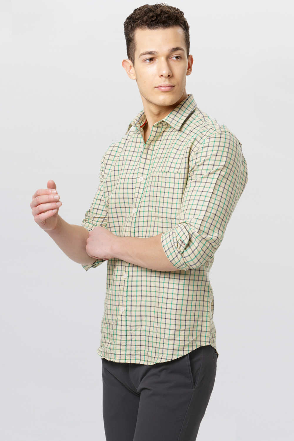 BASICS SLIM FIT CHECKS SHIRT