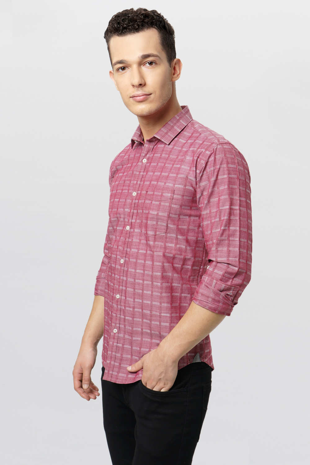 BASICS SLIM FIT CHECKS SHIRT