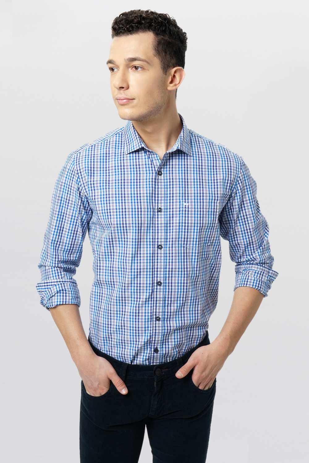 BASICS SLIM FIT CHECKS SHIRT