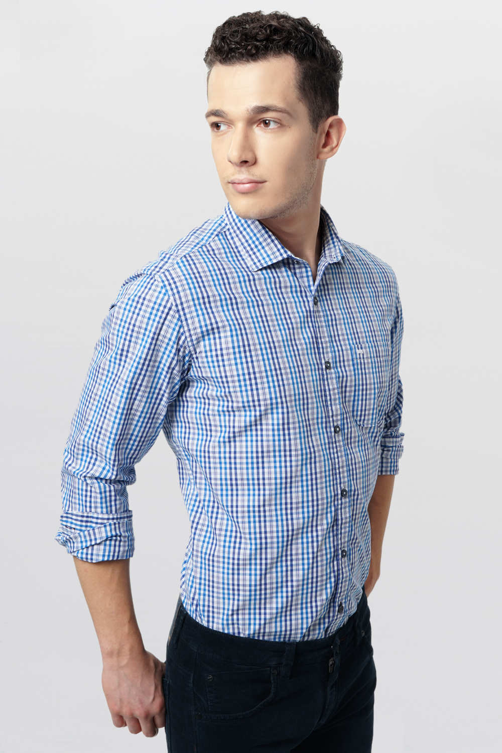 BASICS SLIM FIT CHECKS SHIRT