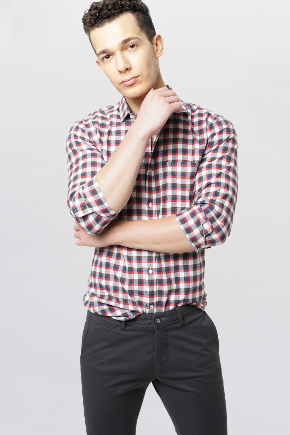 BASICS SLIM FIT CHECKS SHIRT