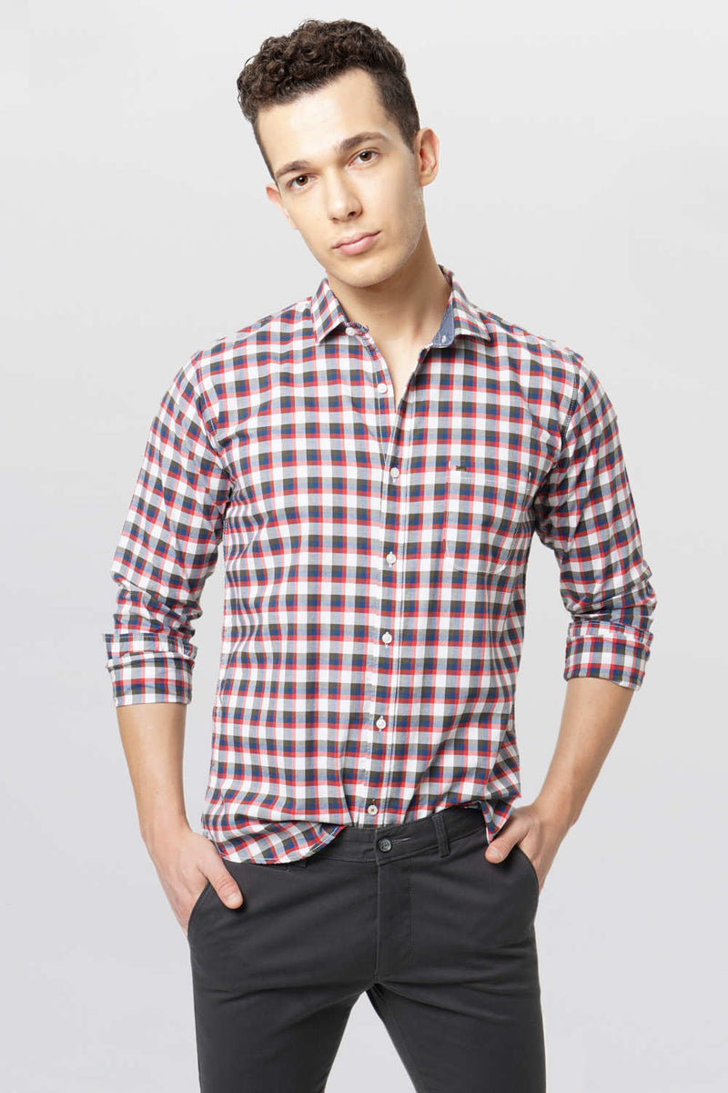 BASICS SLIM FIT CHECKS SHIRT