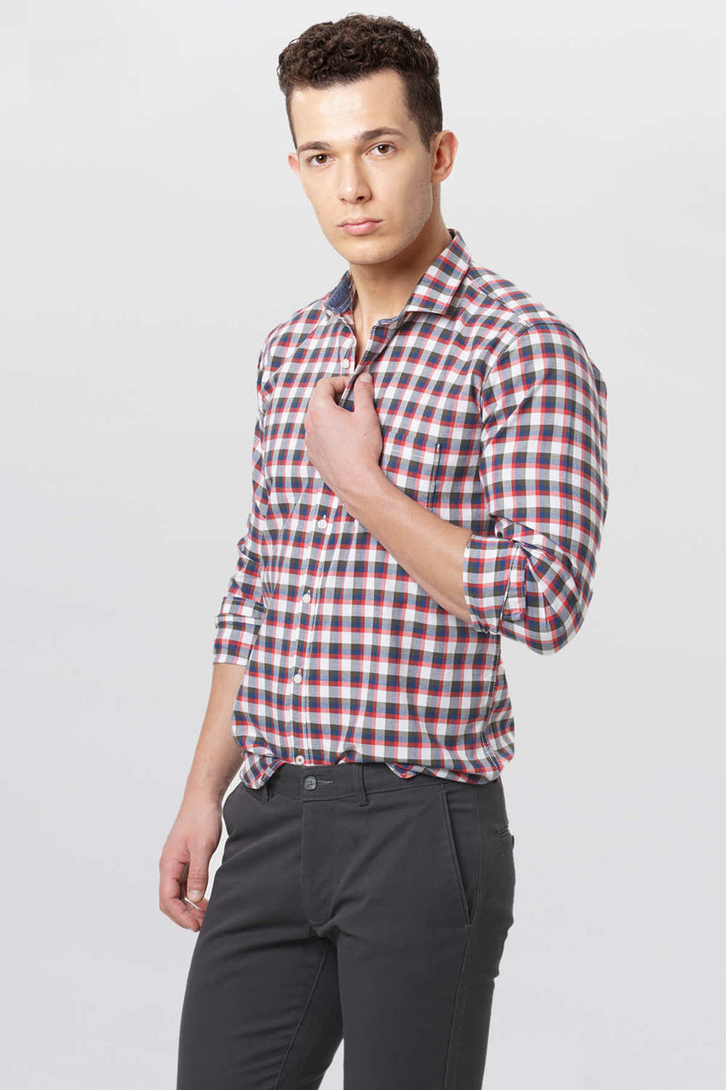 BASICS SLIM FIT CHECKS SHIRT