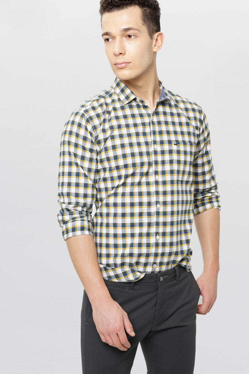 BASICS SLIM FIT CHECKS SHIRT