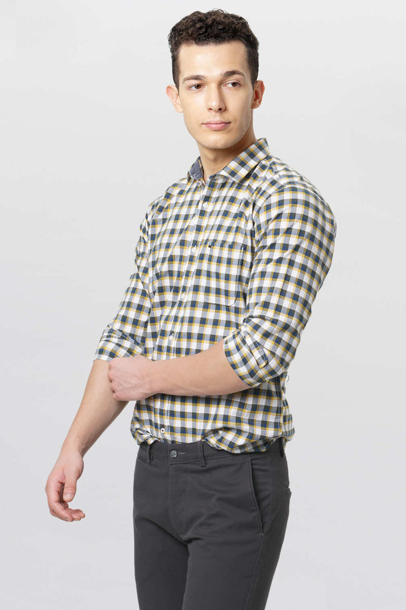 BASICS SLIM FIT CHECKS SHIRT