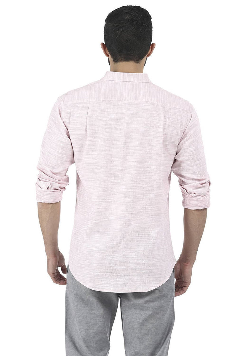 BASICS SLIM FIT WEFT DOBBY SHIRT