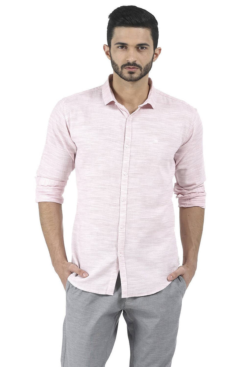 BASICS SLIM FIT WEFT DOBBY SHIRT