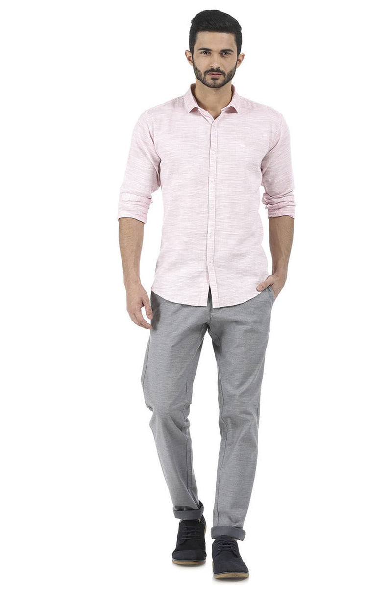 BASICS SLIM FIT WEFT DOBBY SHIRT