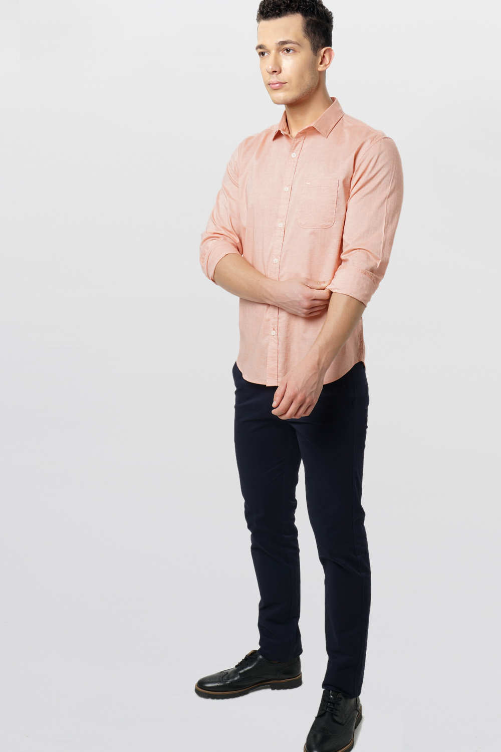 BASICS SLIM FIT CHAMBRAY SHIRT