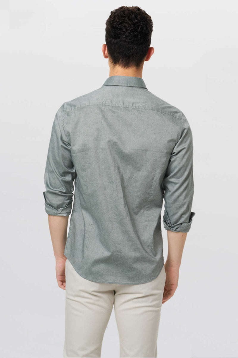 BASICS SLIM FIT CHAMBRAY SHIRT