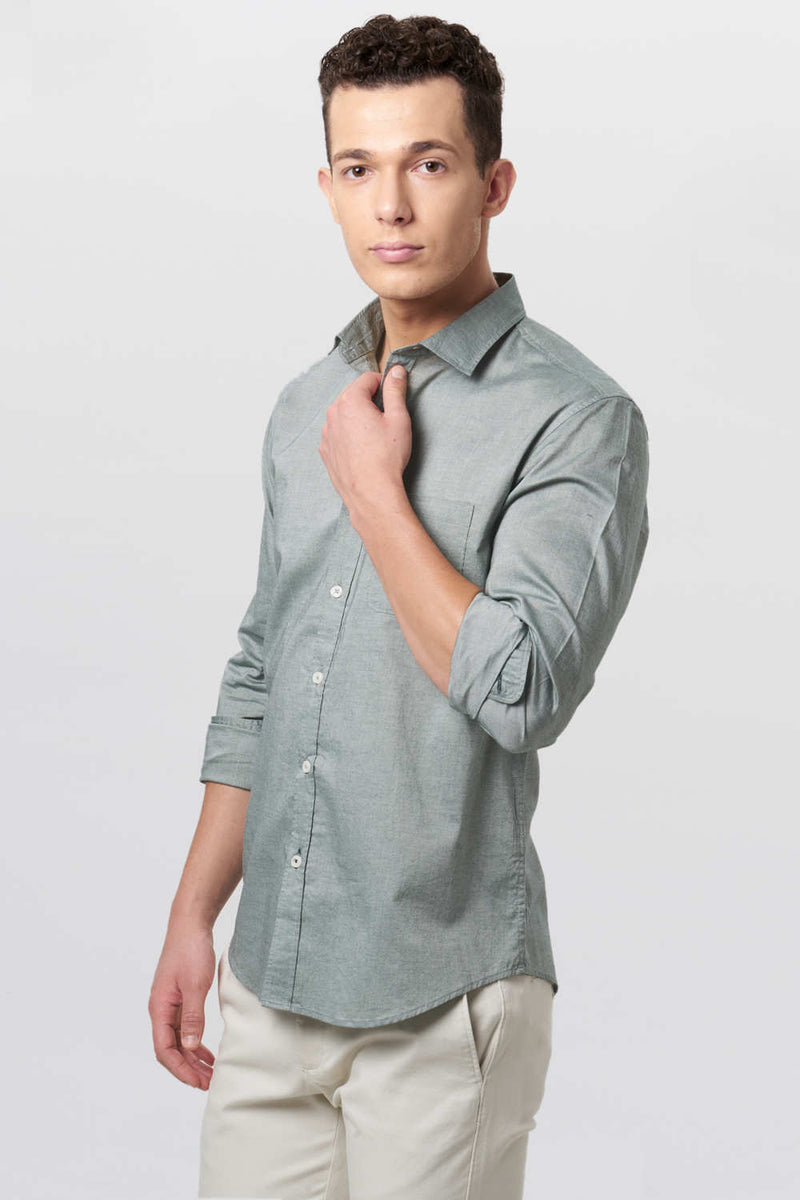 BASICS SLIM FIT CHAMBRAY SHIRT