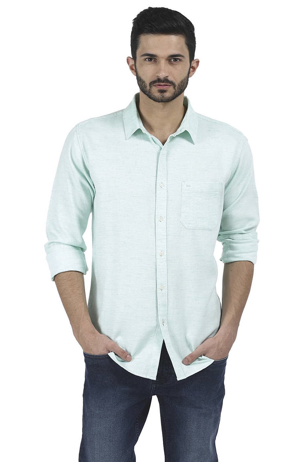 BASICS SLIM FIT DOBBY SHIRT