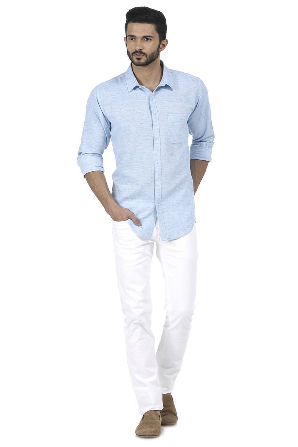 BASICS SLIM FIT DOBBY SHIRT