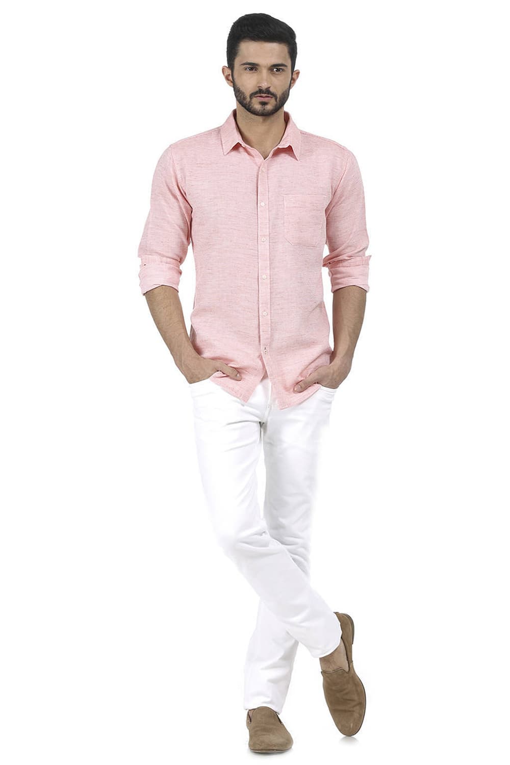 BASICS SLIM FIT DOBBY SHIRT