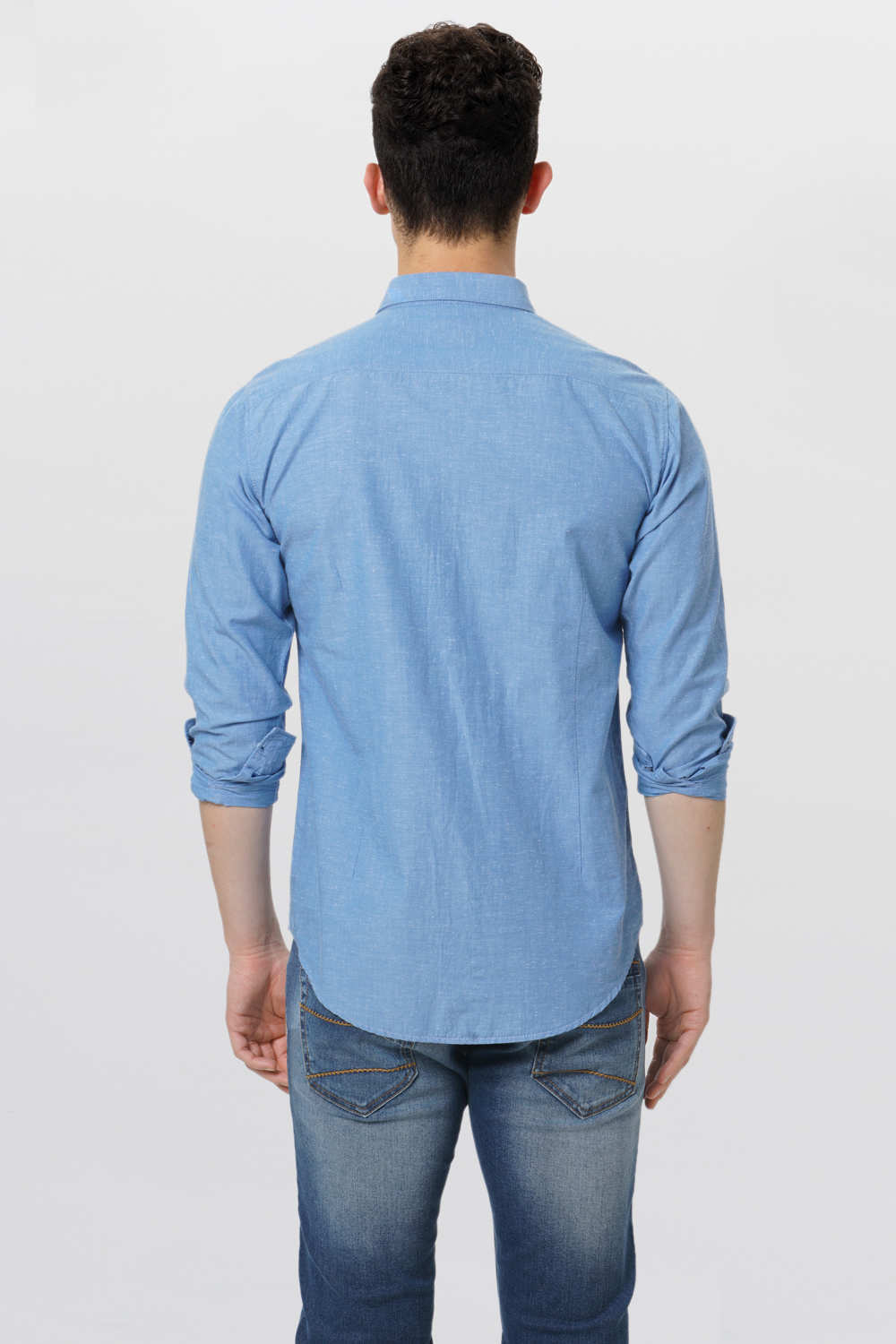 BASICS SLIM FIT CHAMBRAY SHIRT