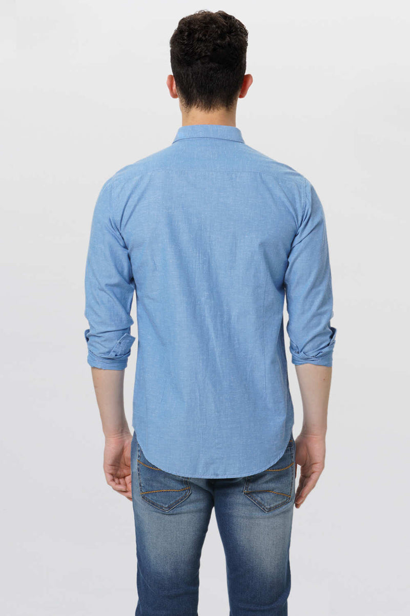 BASICS SLIM FIT CHAMBRAY SHIRT