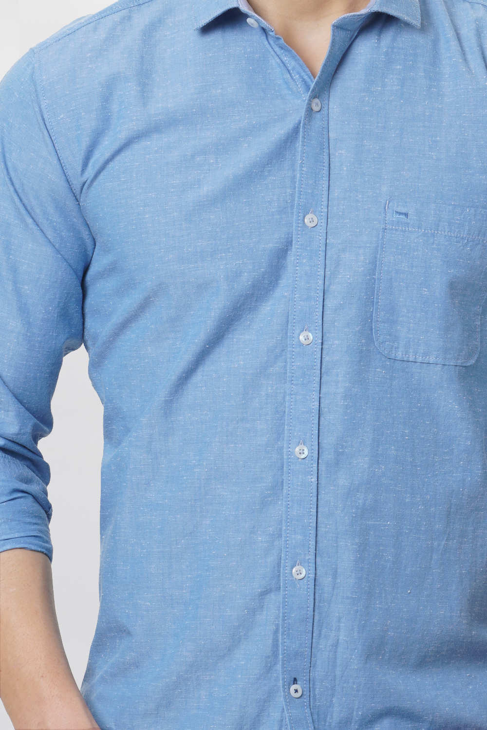 BASICS SLIM FIT CHAMBRAY SHIRT