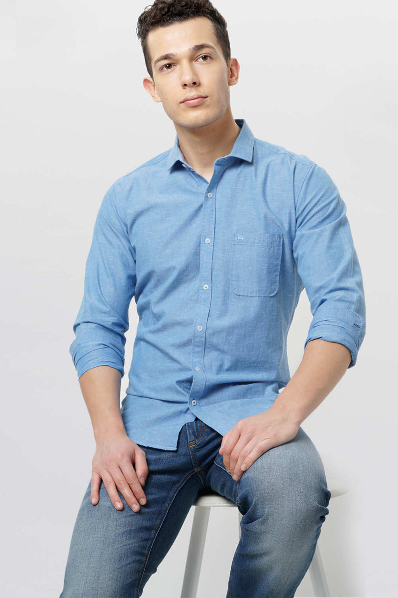 BASICS SLIM FIT CHAMBRAY SHIRT