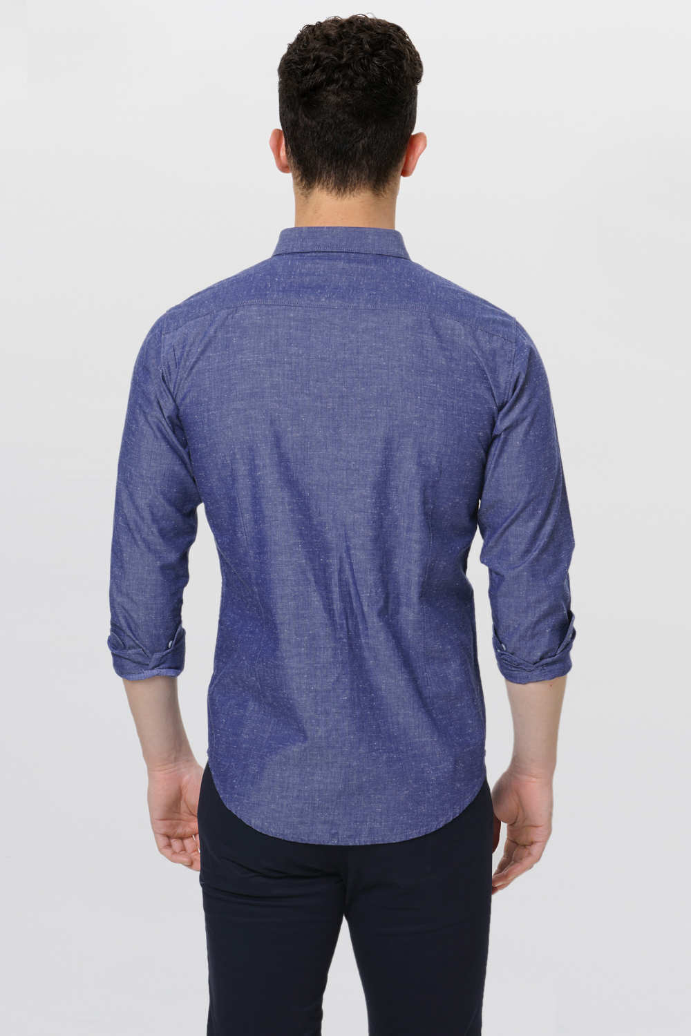 BASICS SLIM FIT CHAMBRAY SHIRT