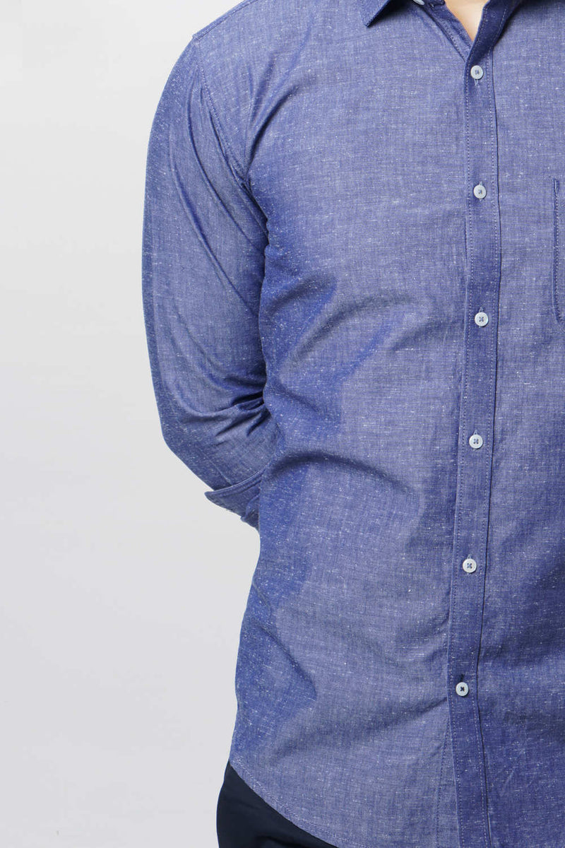 BASICS SLIM FIT CHAMBRAY SHIRT