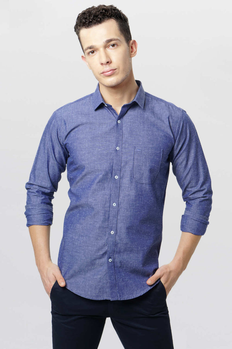 BASICS SLIM FIT CHAMBRAY SHIRT