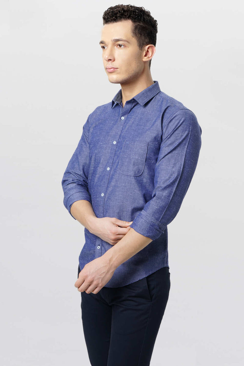 BASICS SLIM FIT CHAMBRAY SHIRT