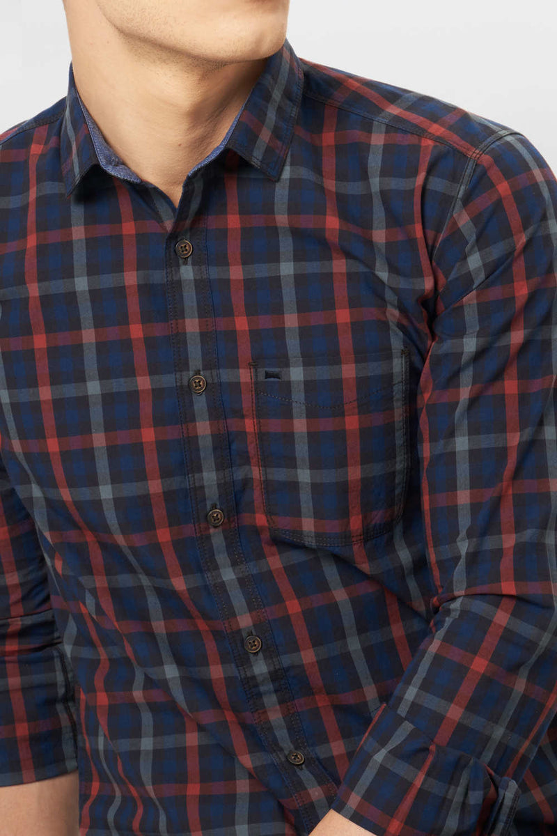 BASICS SLIM FIT CHECKS SHIRT