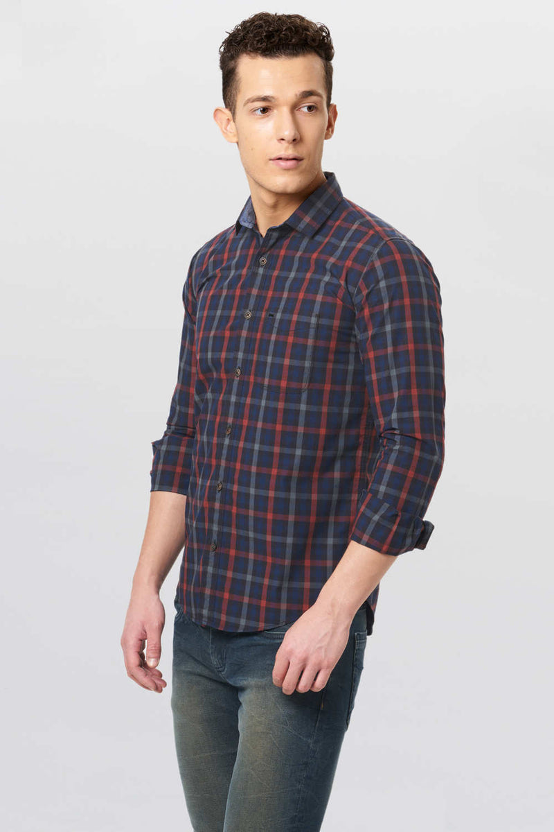 BASICS SLIM FIT CHECKS SHIRT