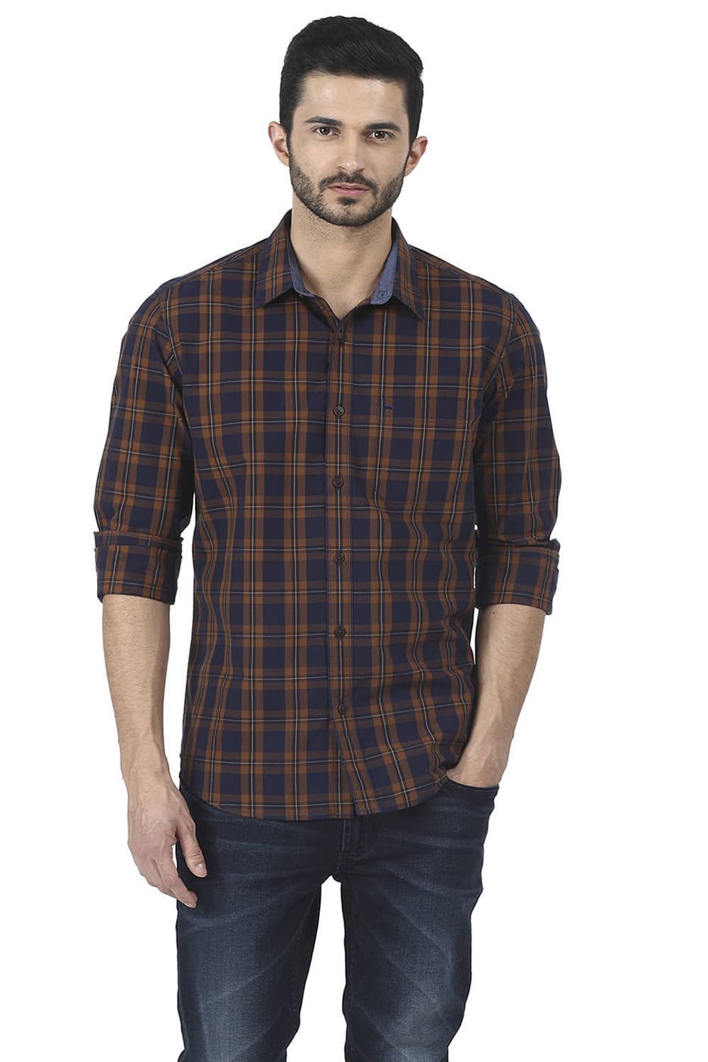 BASICS SLIM FIT CHECKS SHIRT