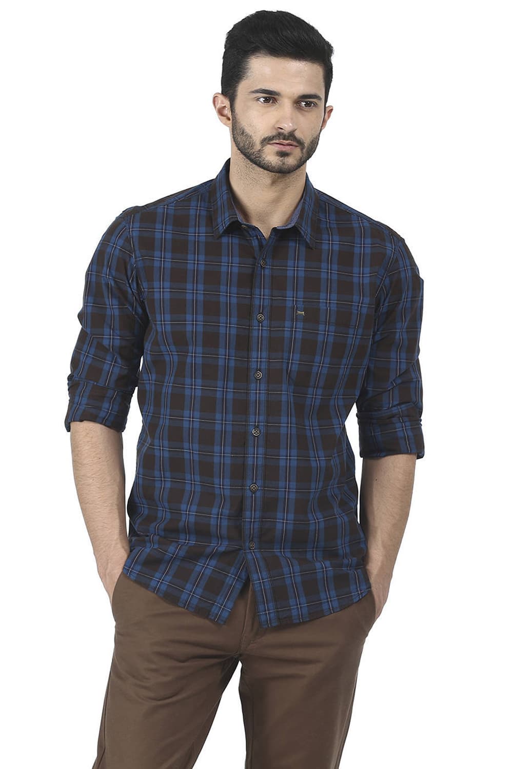 BASICS SLIM FIT CHECKS SHIRT