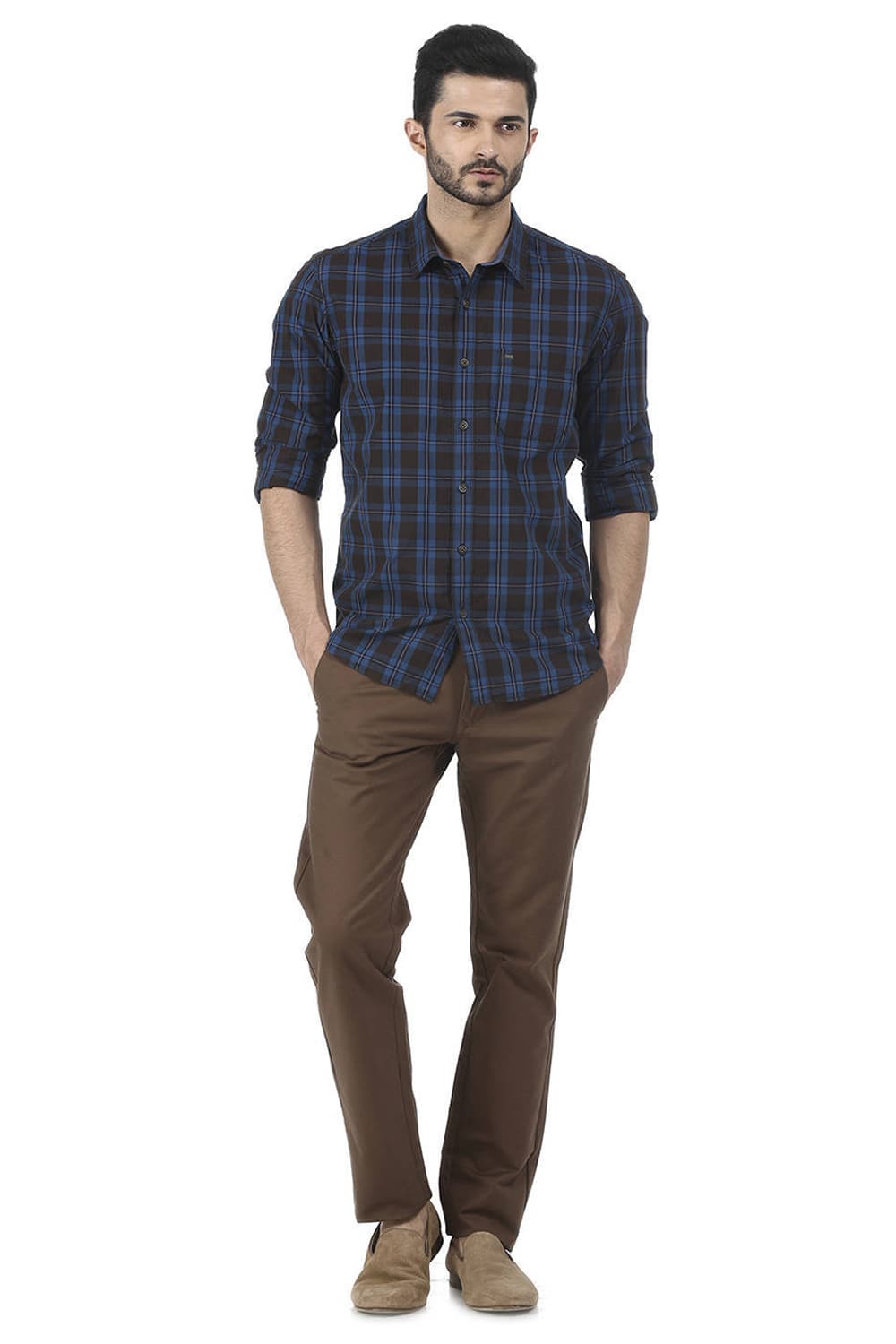 BASICS SLIM FIT CHECKS SHIRT